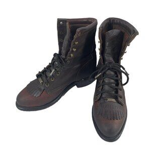 Double-H Ladies Lacer 9300 Brown Lace Up Ankle Boots Women’s Size 7M